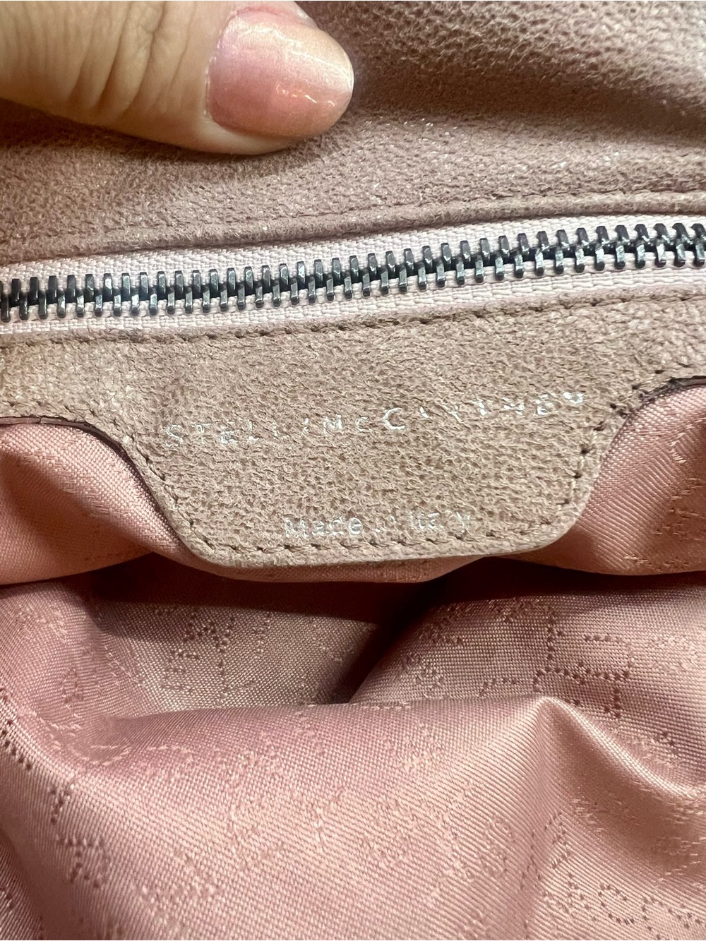 Stella McCartney Pink Suede Chain-Trim Drawstring Backpack - Picture 7 of 16